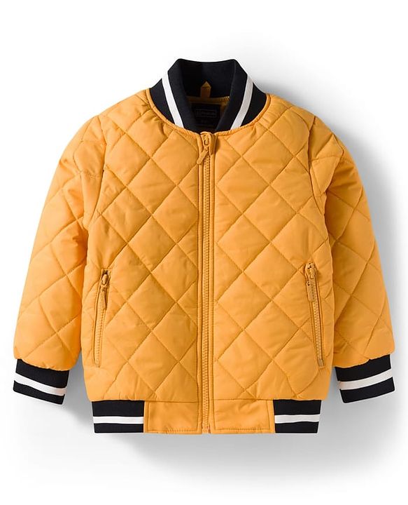 Pine Kids Woven Full Sleeves Solid Color Quilted Jacket - Gold