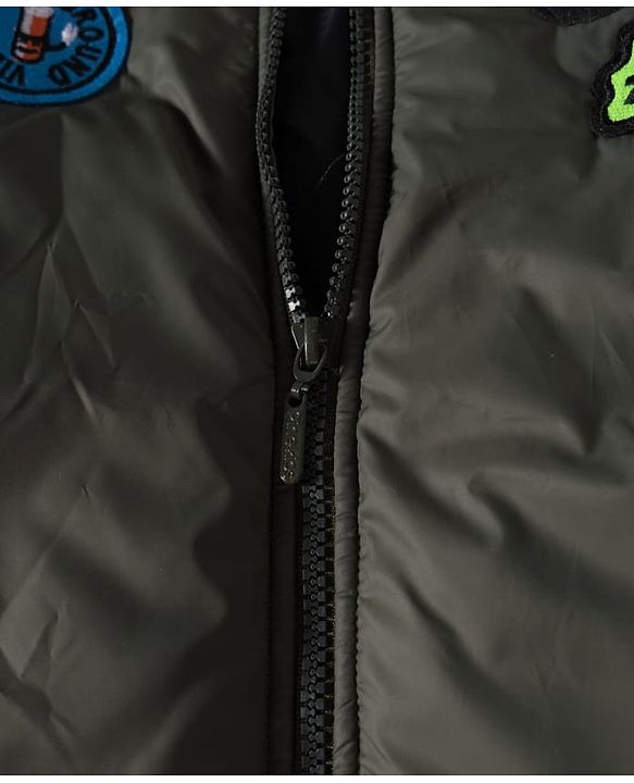 Pine Kids Woven Full Sleeves Bomber Jacket with Patch Detailing - Olive Green