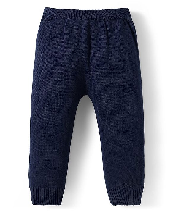Babyhug Cotton Knit Full Sleeves Pullover Sweater Set with Cap & Aztec Design - Navy Blue