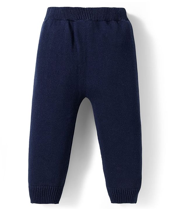 Babyhug Cotton Knit Full Sleeves Pullover Sweater Set with Cap & Aztec Design - Navy Blue