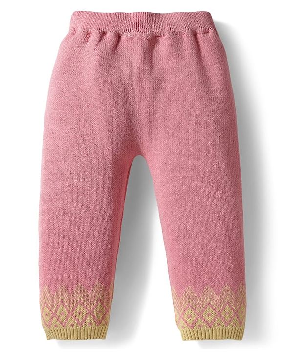 Babyhug Knit Full Raglan Sleeves Pullover Sweater Set with Cap & Aztec Design - Pink
