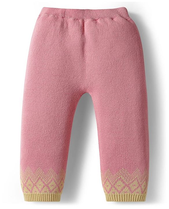 Babyhug Knit Full Raglan Sleeves Pullover Sweater Set with Cap & Aztec Design - Pink