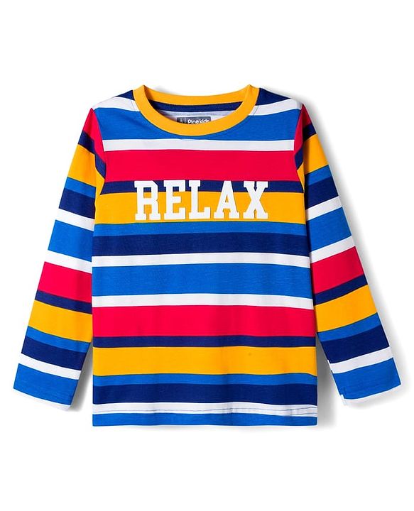 Pine Kids Cotton Knit Full Sleeves Co-ord Night Suit with Text Print - Multicolor