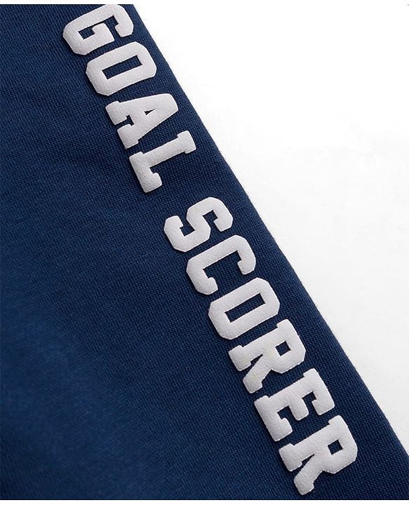 Babyhug Fleece Knit Full Raglan Sleeves Sweatjacket With Football HD Print & Kangaroo Pockets - Navy Blue