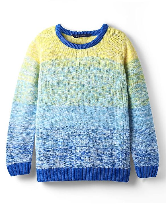 Pine Kids Knit Full Sleeves Pullover Sweater with Ombre Design - Multicolor