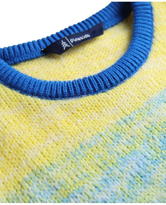 Pine Kids Knit Full Sleeves Pullover Sweater with Ombre Design - Multicolor