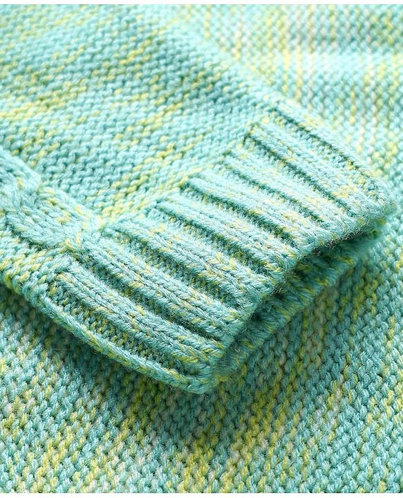Pine Kids Knit Full Sleeves Pullover Sweater with Cable Knit & Ombre Design - Light Green