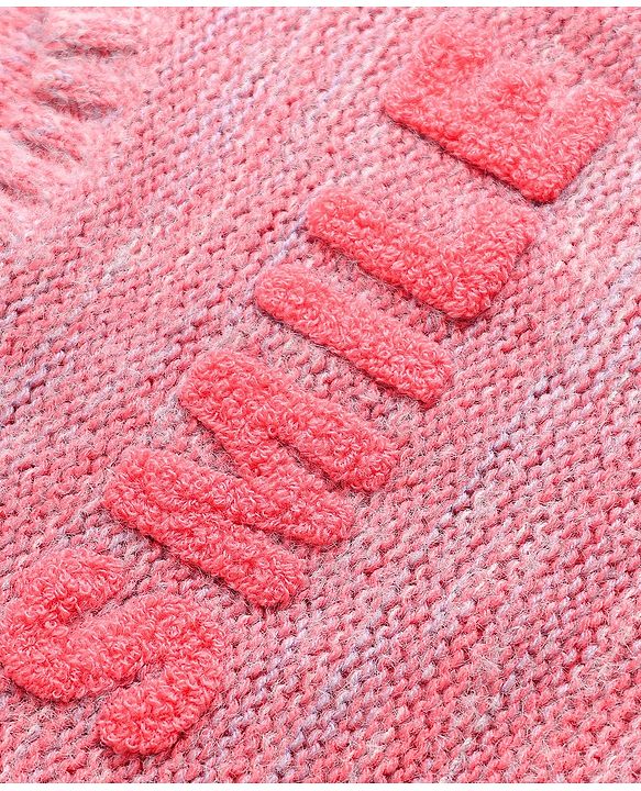 Pine Kids Knit Full Sleeves Pullover Sweater with Smile Embroidery - Pink
