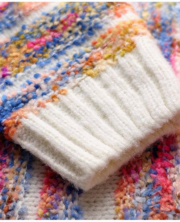 Pine Kids Knit Full Drop Shoulder Sleeves Pullover Sweater with Stripe Design - Multicolor