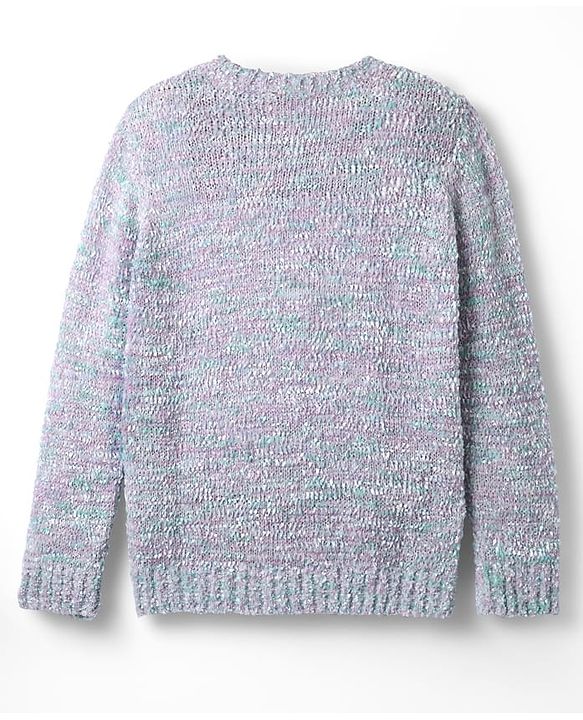Pine Kids Knit Full Sleeves Pullover Sweater with Glittery Bow Design - Silver Pink & Sea Green