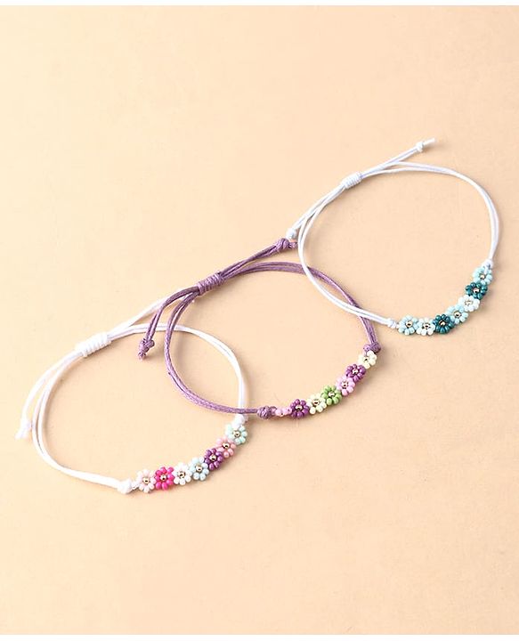 Babyhug Free Size Friendship Bands With Floral Design Pack Of 3 - Multi Colour