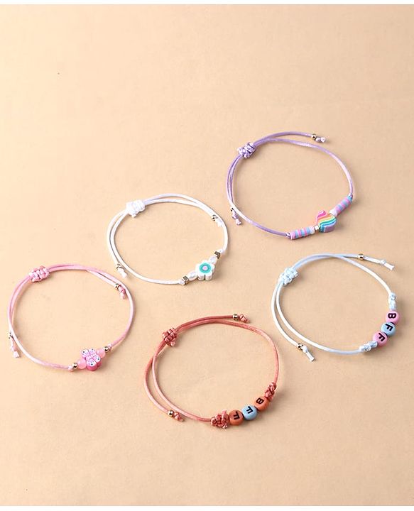 Babyhug Female BFF Free Size Friendship Bands Pack of 5 - Multicolor