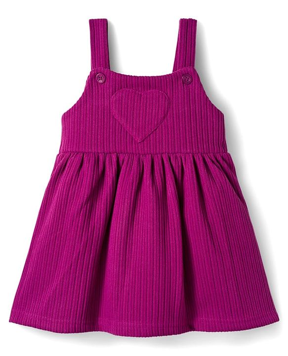 Babyhug Cotton Knit Full Sleeves Frock & Inner T-Shirt With Floral Print - Wine & White