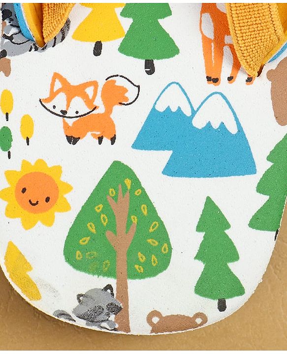 Cute Walk by Babyhug Flip Flops with Back Strap Closure & Jungle Safari Theme Print - Blue