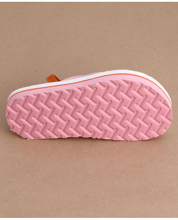 Cute Walk by Babyhug Flip Flops With Teddy Bear Print & Back Strap Closure - Pink