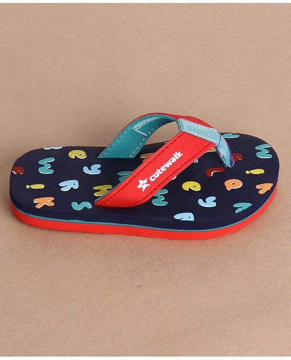 Cute Walk by Babyhug Slip On Alphabet Printed Flip Flops - Navy Blue