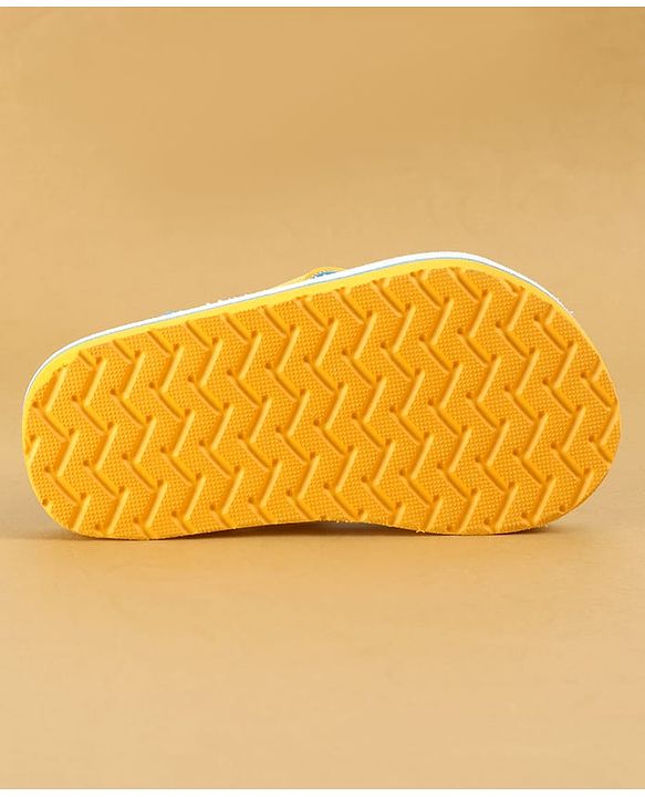 Cute Walk by Babyhug Flip Flops with Back Strap Closure & Star Print - White Blue & Yellow