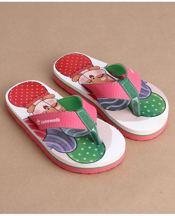 Cute Walk by Babyhug Flip Flops With Kitty Print - Multicolor