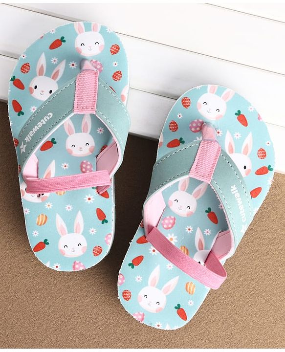 Cute Walk by Babyhug Back Strap Bunny & Floral Printed Flip Flops