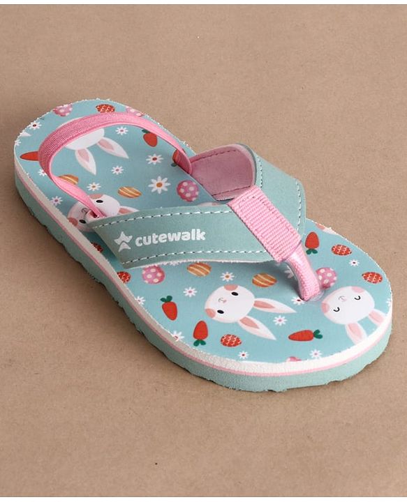 Cute Walk by Babyhug Back Strap Bunny & Floral Printed Flip Flops