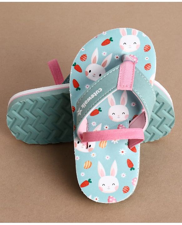 Cute Walk by Babyhug Back Strap Bunny & Floral Printed Flip Flops