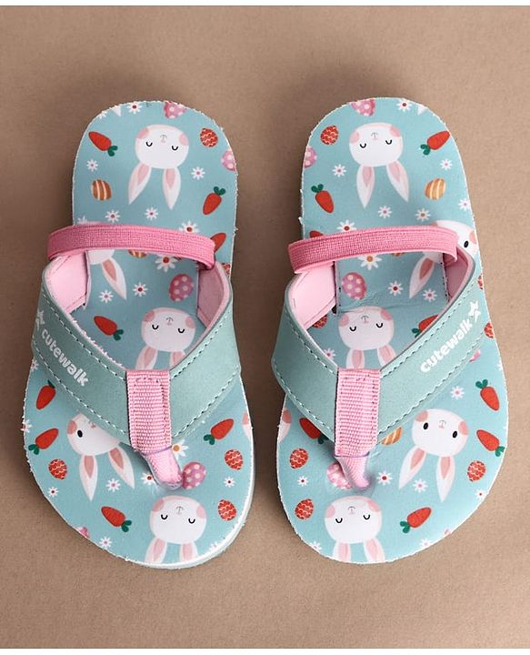 Cute Walk by Babyhug Back Strap Bunny & Floral Printed Flip Flops