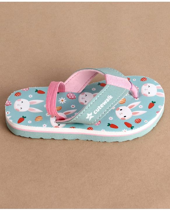 Cute Walk by Babyhug Back Strap Bunny & Floral Printed Flip Flops
