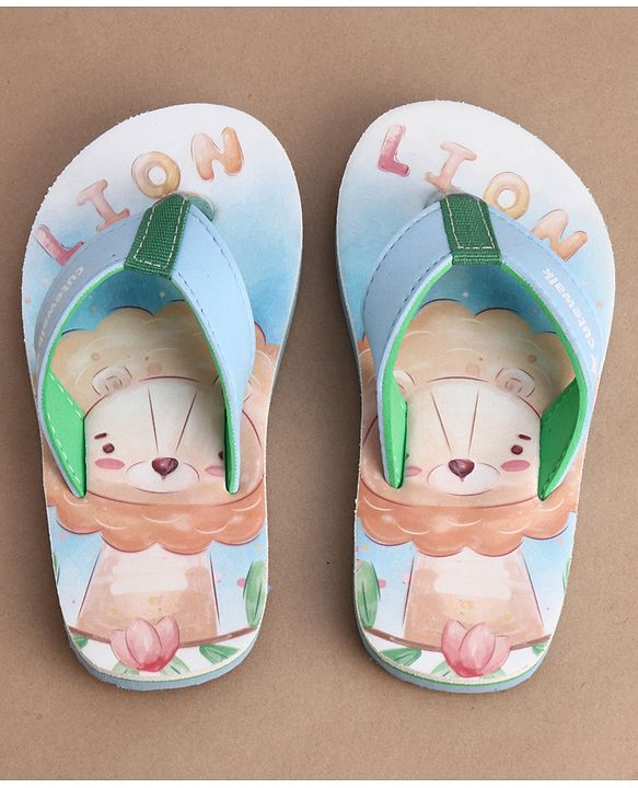 Cute Walk by Babyhug Flip Flops With Teddy Bear Print - Multicolor