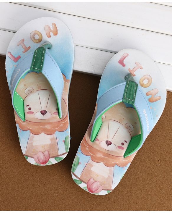 Cute Walk by Babyhug Flip Flops With Teddy Bear Print - Multicolor