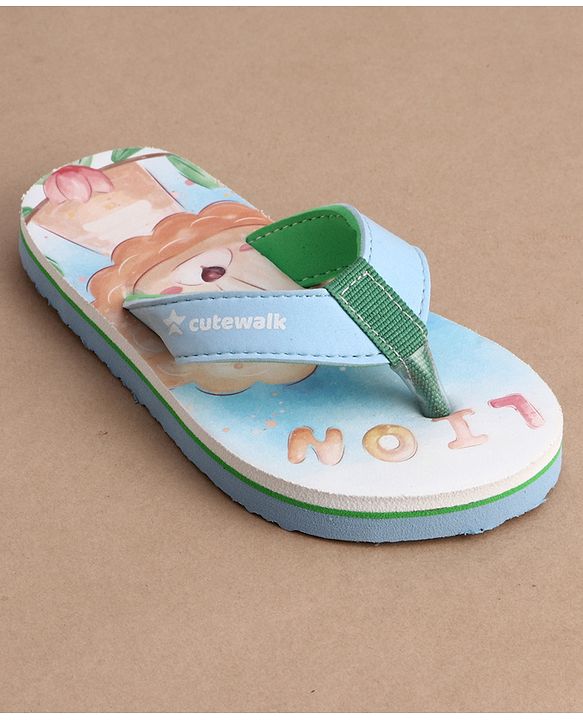Cute Walk by Babyhug Flip Flops With Teddy Bear Print - Multicolor