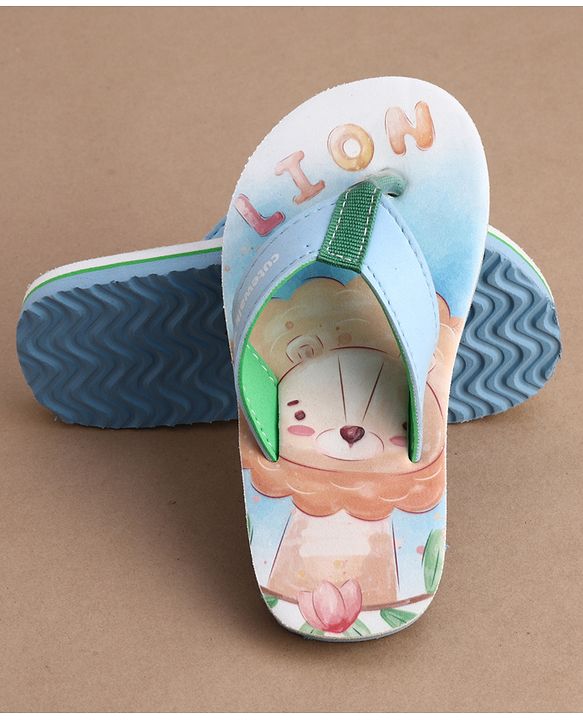 Cute Walk by Babyhug Flip Flops With Teddy Bear Print - Multicolor
