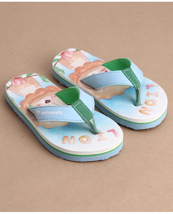 Cute Walk by Babyhug Flip Flops With Teddy Bear Print - Multicolor
