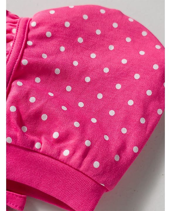 Babyhug 100% Cotton Cap Mittens & Booties Set With Polka Dot Print Pink - Diameter 9.5 cm