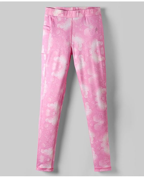 Pine Active Full Length High Stretch Leggings With Pentagon Print - Pink