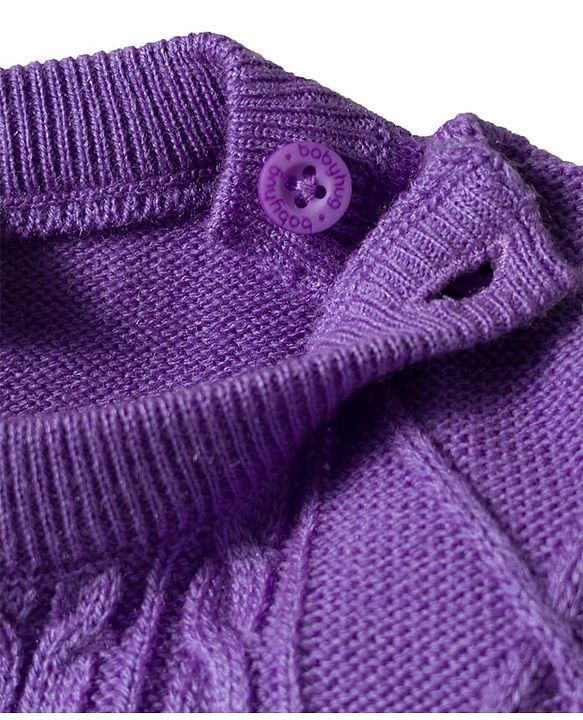 Babyhug Knit Full Sleeves Sweater Set with Cable Knit Design & Cap - Lavender
