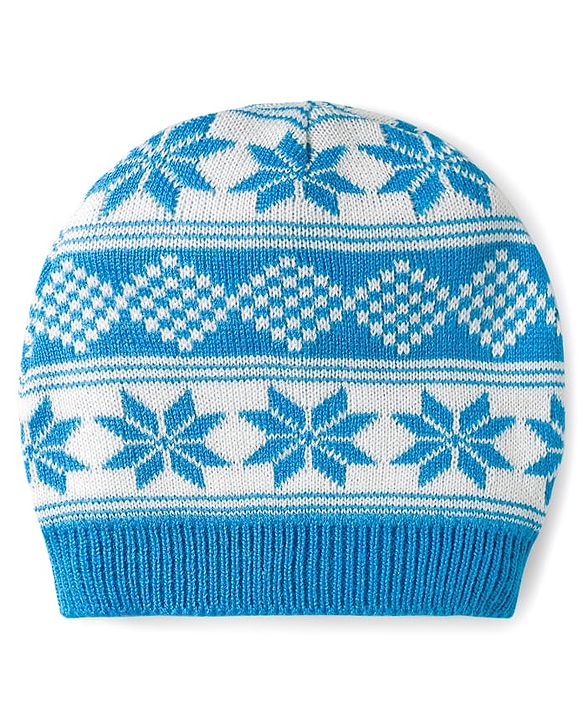 Babyhug Knit Full Sleeves Sweater Set With Cap & Aztec Design - Light Blue