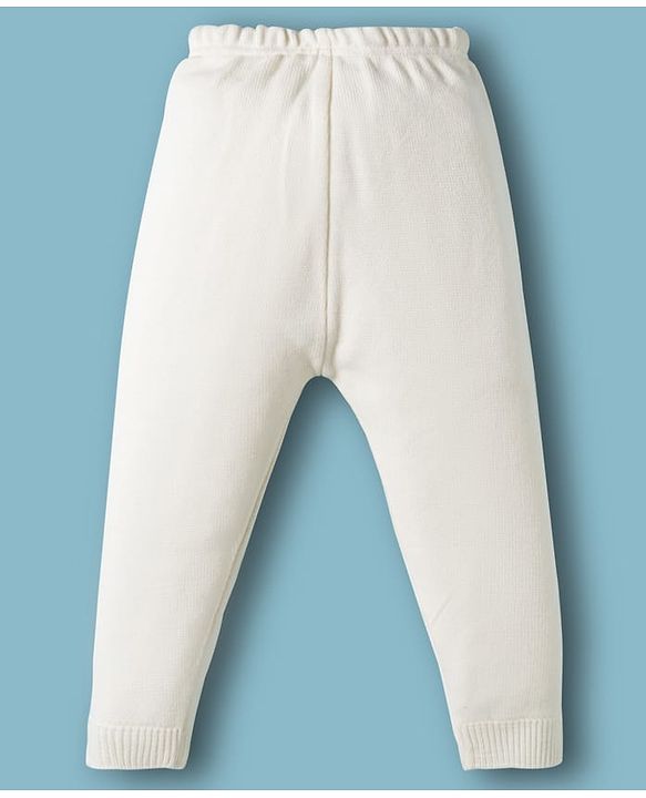 Babyhug Knit Full Sleeves Sweater & Pant Set with Stripe Design - White