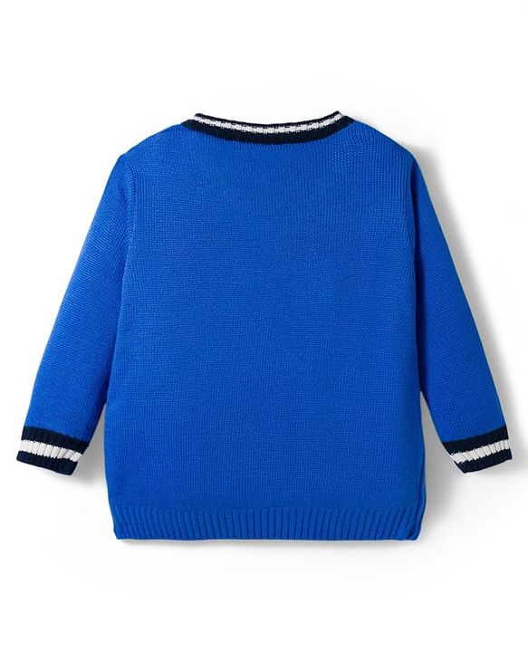 Babyhug Knitted Full Sleeves Sweater Set With Cable Knit Design - Royal Blue