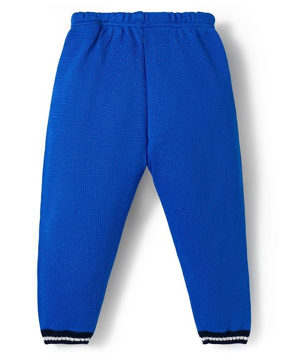 Babyhug Knitted Full Sleeves Sweater Set With Cable Knit Design - Royal Blue