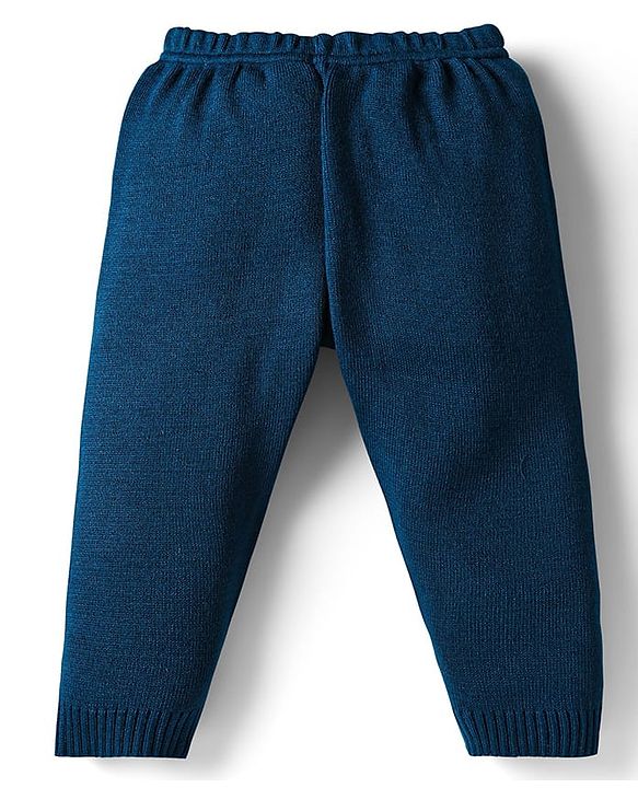 Babyhug Knitted Full Sleeves Pullover Sweater Set With Heart Design - Teal Blue
