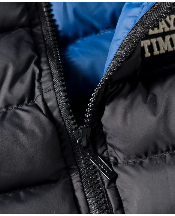 Babyhug Woven Sleeveless Solid Color Hooded Padded Jacket - Black