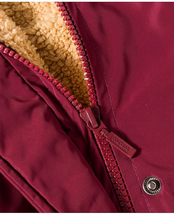 Babyhug Woven Full Sleeves Solid Color Hooded Winter Jacket With Ear Applique - Wine