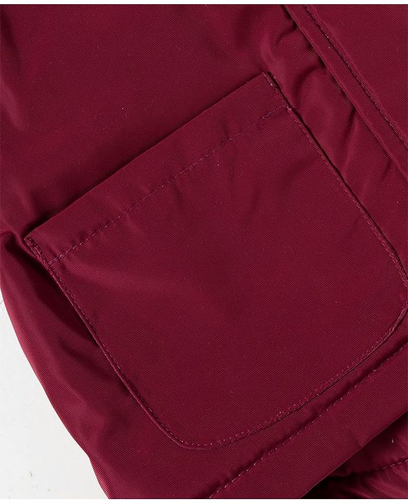 Babyhug Woven Full Sleeves Solid Color Hooded Winter Jacket With Ear Applique - Wine