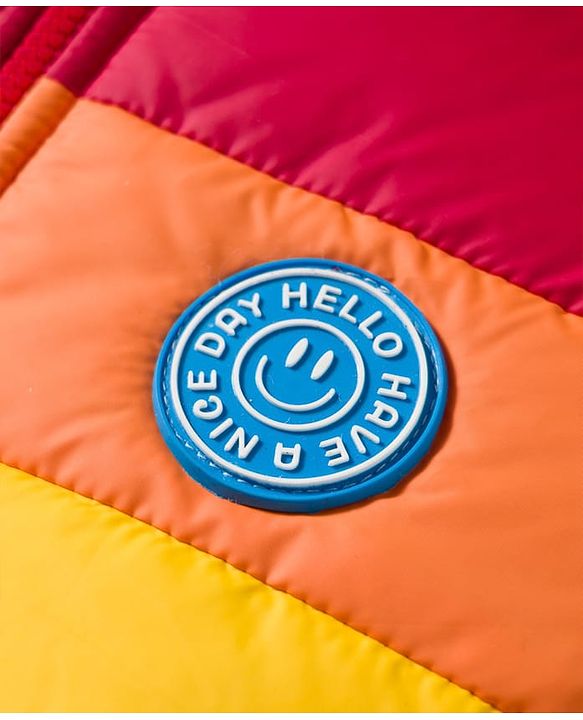Babyhug Woven Full Sleeves Hooded Padded Jacket With Color Block Design - Multicolor