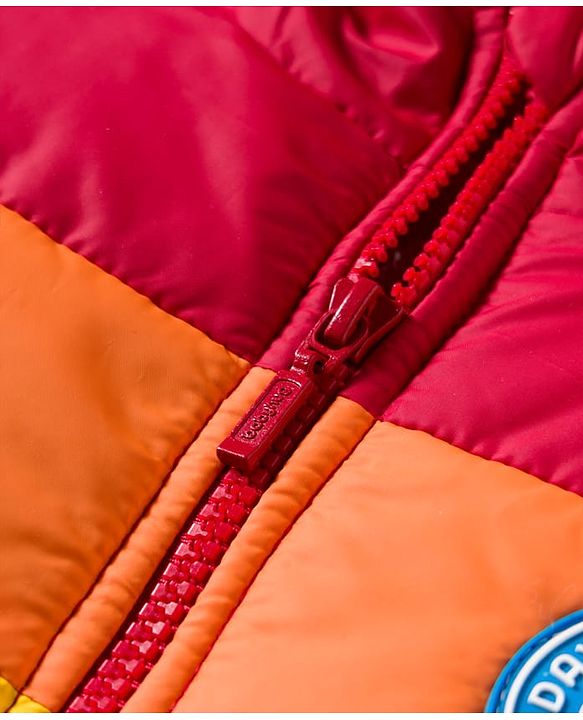 Babyhug Woven Full Sleeves Hooded Padded Jacket With Color Block Design - Multicolor