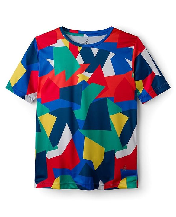 Pine Active Half Sleeves Abstract Printed T-Shirt - Multicolor
