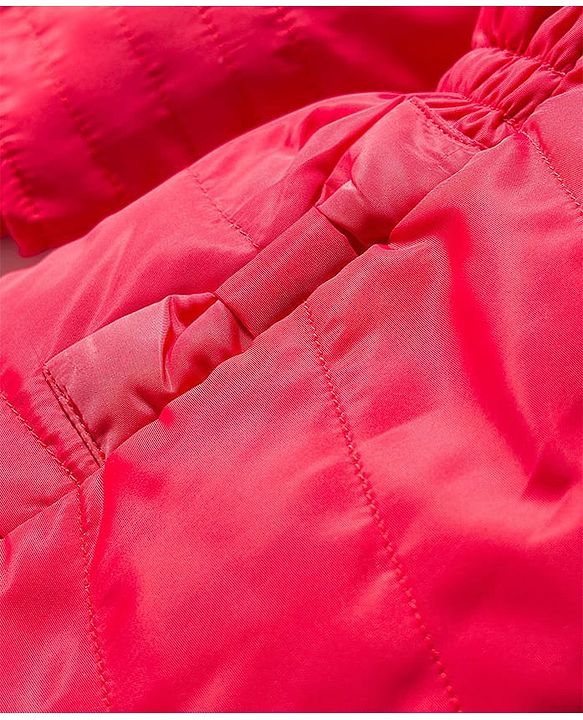 Babyhug Woven Full Sleeves Solid Hooded Padded Jacket - Red