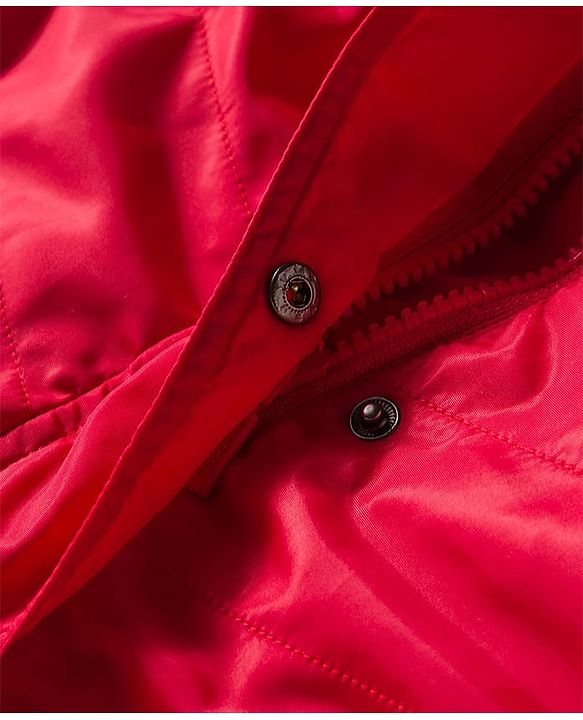 Babyhug Woven Full Sleeves Solid Hooded Padded Jacket - Red