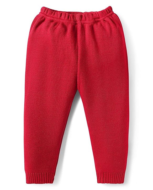 Babyhug Knit Full Sleeves Front Open Sweater Set with Fair Isle Design & Cap - Red