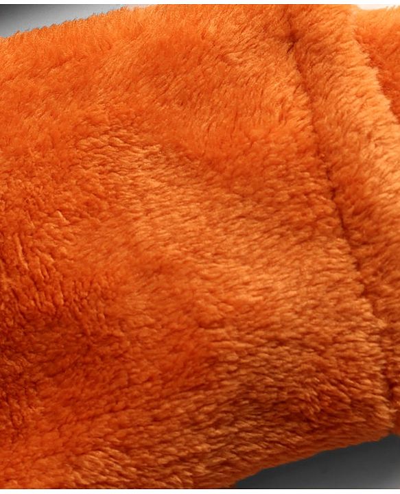 Babyhug Fur Knit Full Sleeves Winter Wear Hooded Romper With Animal Embroidery - Orange